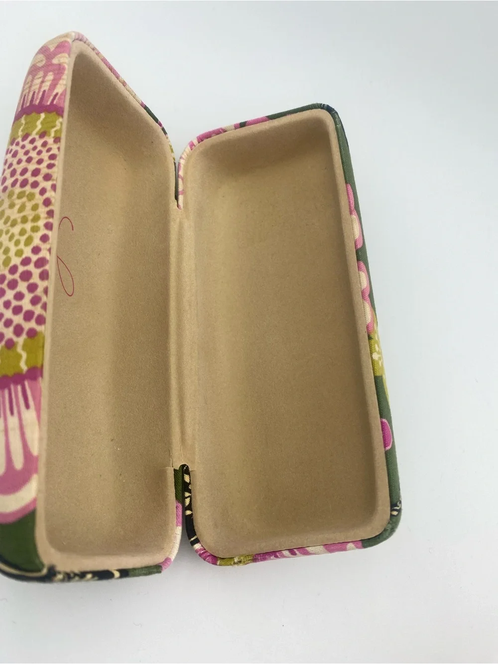 Vera Bradley Olive Green Floral Eyeglass Case with Pink and Gold Accents